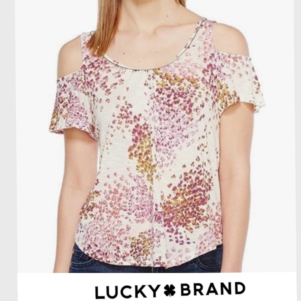 Lucky Brand floral cold shoulder top